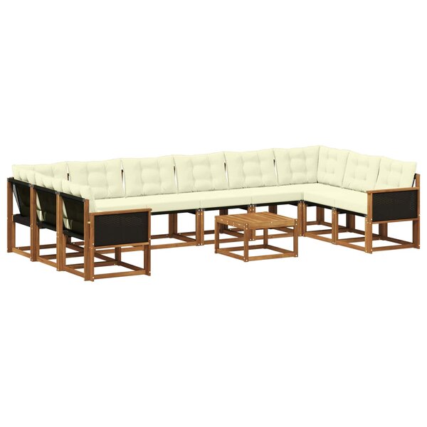 vidaXL Ensemble de canapés d'extérieur 11 Pièces Naturel et Crème