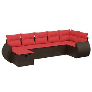 vidaXL Salon de jardin avec coussins 7 Pièces marron résine tressée