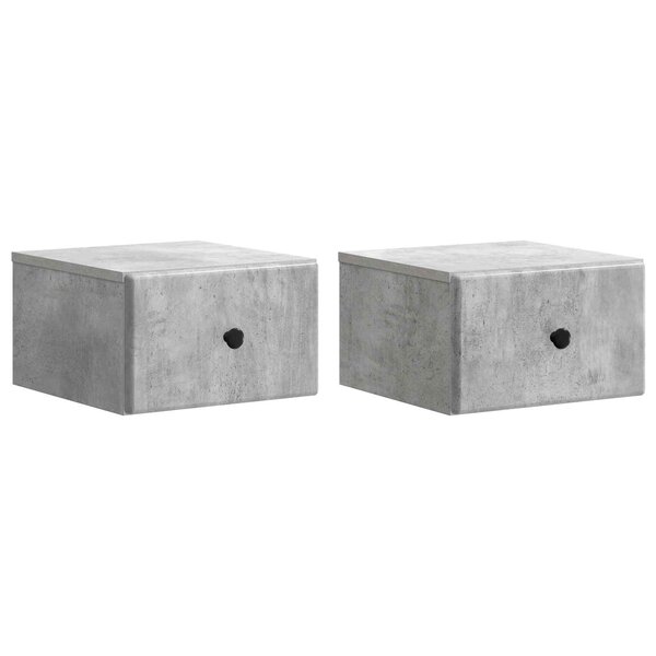 vidaXL Cabinet de chevet mural 2 pc Gris béton 34 5 x 33 x 20 cm