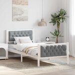 vidaXL Cadre de lit avec tête de lit Gris clair 90 x 200 cm Pin massif
