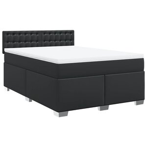 vidaXL Sommier à lattes de lit avec matelas Noir 140x200 cm Similicuir