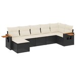 vidaXL Salon de jardin 7 Pièces avec coussins noir résine tressée