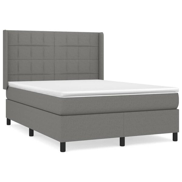 vidaXL Sommier à lattes de lit avec matelas Gris foncé 140x200cm Tissu