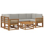 vidaXL Ensemble de canapés d'extérieur 7 Pièces Naturel et gris clair