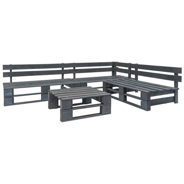 vidaXL Salon de jardin palette 4 Pièces Bois Gris
