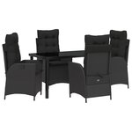 vidaXL Ensemble de jardin 5 pièces Noir Poly Rattan