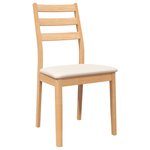 vidaXL Chaises à manger coussins 2 Pièces naturel bois massif caoutchouc