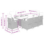 vidaXL Ensemble à manger de jardin et coussins 9 Pièces beige Poly rotin