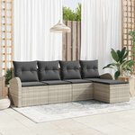 vidaXL Ensemble de canapé de jardin 5 Pièces Gris clair Poly rotin