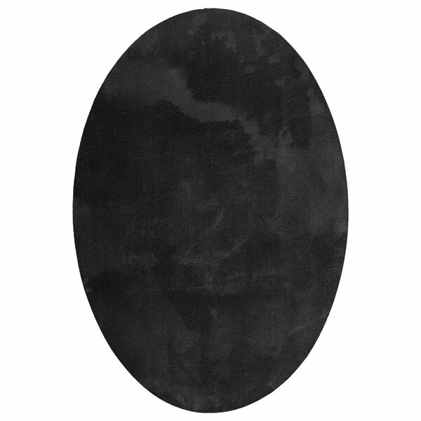 vidaXL Tapis de surface ovale HUARTE Noir 140 x 200 cm 100 Polyester