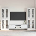 vidaXL Ensemble meuble TV avec tiroir FLORIN Blanc Bois d'ingénierie