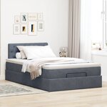 vidaXL Lit ottoman avec matelas et LED gris foncé 90x200cm