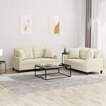 vidaXL Ensemble de canapés 2 Pièces avec coussins crème similicuir