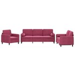 vidaXL Ensemble de canapés 3 Pièces avec coussins rouge bordeaux velours