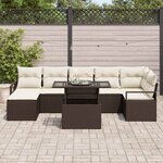 vidaXL Ensemble de canapé de jardin 8 Pièces Marron Poly rotin