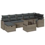 vidaXL Ensemble de canapé de jardin avec coussin 8 Pièces Gris Poly rotin