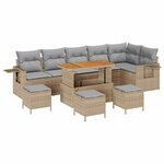 vidaXL Ensemble de canapé de jardin 10 Pièces Beige Poly rotin