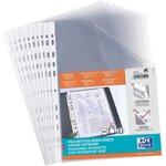 Sachet de 50 pochettes perforées 11 trous PP 9/100e A4 OXFORD
