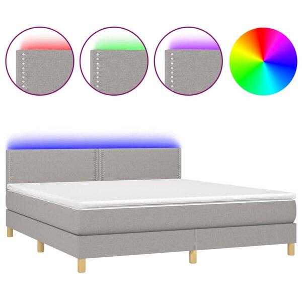 vidaXL Sommier à lattes de lit matelas LED Gris clair 160x200 cm Tissu