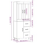 vidaXL Buffet haut Sonoma gris 69 5x34x180 cm Bois d'ingénierie