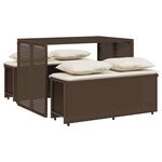 vidaXL Ensemble à manger de jardin 3 Pièces et coussins marron poly rotin