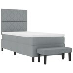 vidaXL Lit à ressort avec matelas et banc gris 90x200 cm Tissu