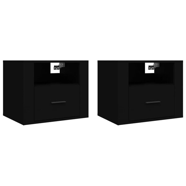 vidaXL Tables de chevet murales 2 Pièces Noir 50x36x40 cm