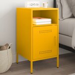 vidaXL Table de chevet jaune moutarde 36x39x68 cm acier laminé à froid
