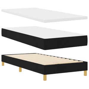 Sommiers Box Spring avec Matelas VidaXL Noir 90x200 cm Tissu