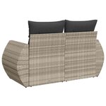 vidaXL Canapé de jardin 2 places et coussins gris clair résine tressée