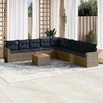 vidaXL Salon de jardin 10 Pièces avec coussins gris résine tressée