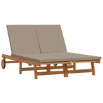 vidaXL Transat 2-personne Marron 125 x 200 x 84cm Bois d'acacia massif
