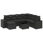 vidaXL Salon de jardin 8 Pièces avec coussins noir résine tressée