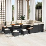 vidaXL Ensemble de canapé de jardin avec coussin 13 Pièces Noir et Crème
