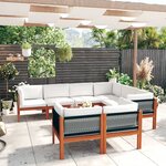 vidaXL Salon de jardin 10 Pièces avec coussins Crème Bois d'acacia solide