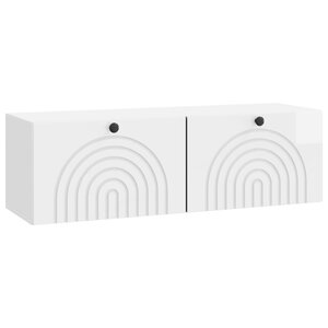 vidaXL Meuble TV mural Montage mural Blanc brillant 98 x 31 x 30 cm