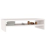 vidaXL Support de moniteur Blanc 50x24x13 cm Bois de pin solide