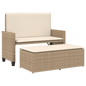 vidaXL Banc de jardin et coussins et repose-pied beige résine tressée