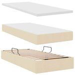 vidaXL Lit avec rangement et matelas Crème 100 x 200 cm tissu