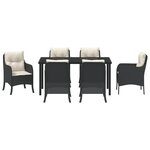 vidaXL Set de salle à manger de jardin de 7 pièces avec coussins en poly rattan noir