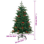 vidaXL Sapin de Noël artificiel avec pommes de pin et baies 150 cm