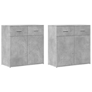 vidaXL Buffets 2 Pièces gris béton 79x38x80 cm bois d'ingénierie