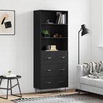 vidaXL Buffet haut Noir 69 5x34x180 cm Bois d'ingénierie
