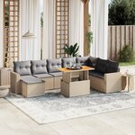 vidaXL Salon de jardin avec coussins 9 Pièces beige résine tressée