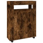 vidaXL Meuble étroit de salle de bain à roulettes chêne fumé