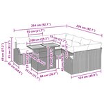 vidaXL Ensemble de salle à manger de jardin de 9 pièces avec coussins Gris Poly Rattan Acacia
