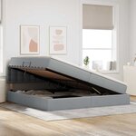 vidaXL Lit de rangement LED avec matelas Gris clair 200 x 200 cm Tissu
