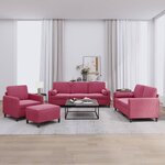 vidaXL Ensemble de canapés 4 Pièces avec coussins rouge bordeaux velours