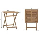 Set bistrot pliable en bois d'acacia FSC avec tressage en corde beige - 2 personnes