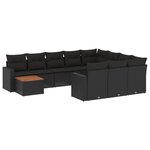 vidaXL Salon de jardin 11 Pièces avec coussins noir résine tressée